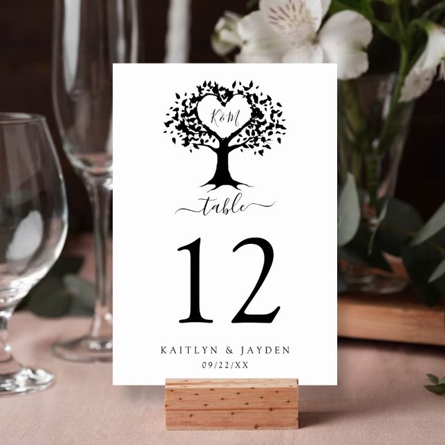 Invitación Monograma simple negro y blanco Boda de árbol del  (Subido por el creador)