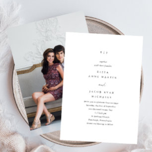 Invitación Monograma simple: negro y blanco Boda fotográfico