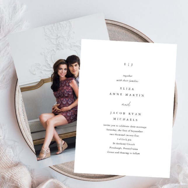 Invitación Monograma simple: negro y blanco Boda fotográfico (Subido por el creador)