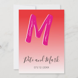 Invitación Monograma simple rosado rojo Nuevo Boda épico