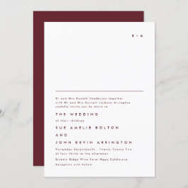 Invitación Monograma simple y elegante Boda de Borgoña