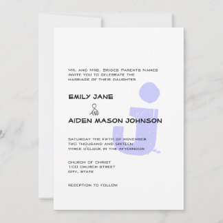 Invitación Monograma simple y moderno Boda periwinkle