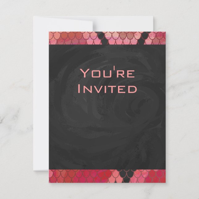 Invitación Monograma Snack Impresión negra y roja (Anverso)