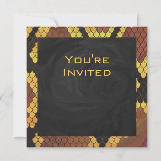 Invitación Monograma Snake Brown y Oro Print (Anverso)
