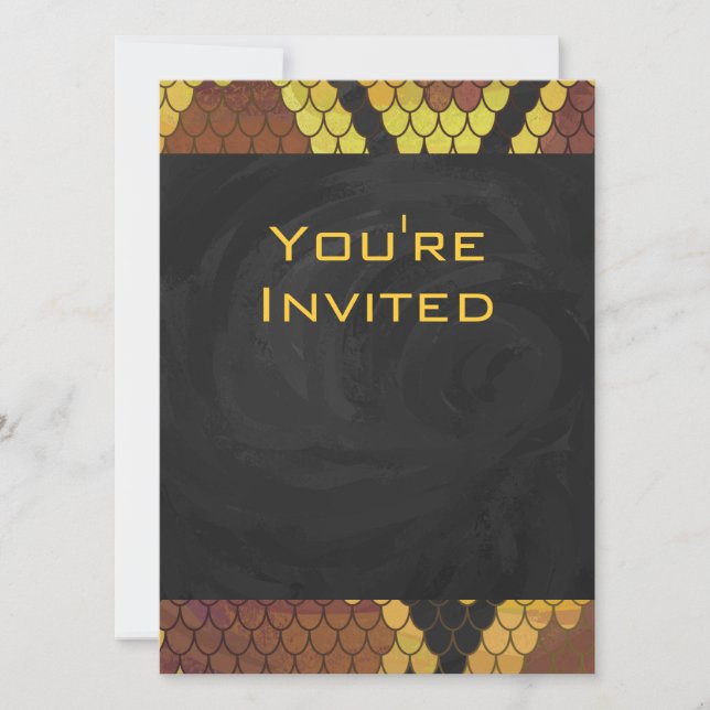 Invitación Monograma Snake Brown y Oro Print (Anverso)
