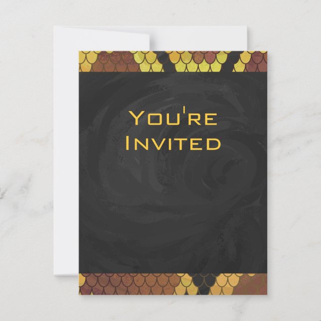 Invitación Monograma Snake Brown y Oro Print (Anverso)