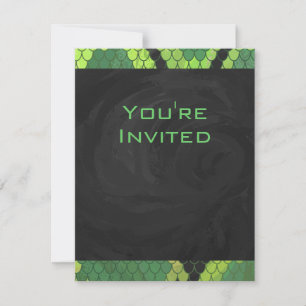 Invitación Monograma Snake Verde y Negro