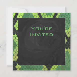Invitación Monograma Snake Verde y Negro
