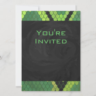Invitación Monograma Snake Verde y Negro
