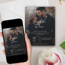 Invitación Monograma Texto superpuesto Tipografía Boda fotogr