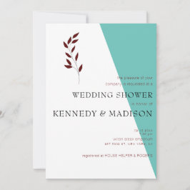 Invitación Monograma verde azulado 💍 ducha geométrica modern