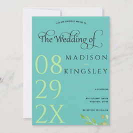 Invitación Monograma verde azulado 💍 Elegancia Geométrica Mo