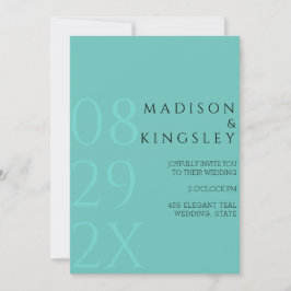 Invitación Monograma verde azulado 💍 Elegancia Geométrica Mo