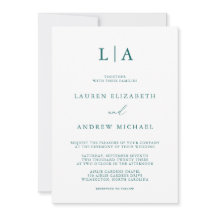 Monograma Verde azulado verde esmeralda Boda Minim