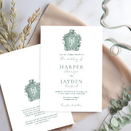 Invitación Monograma verde Elegancia sin tiempo Boda formal