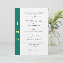 Invitación Monograma verde tropical minimalista amarillo