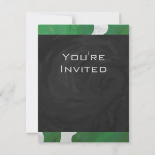 Invitación Monograma verde y blanco de vaca