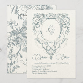 Invitación Monograma victoriano boda escudo barroco