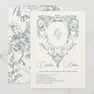 Invitación Monograma victoriano boda escudo barroco