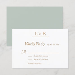 Invitación Monograma White Sage Gold Ampersand Wedding RSVP