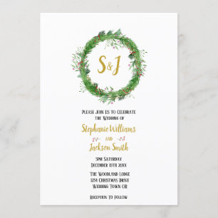 Invitación Monograma y Corona    Boda de Vegetación Invernal