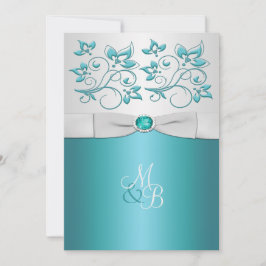 Invitación Monogramada Aqua-marine y Silver II