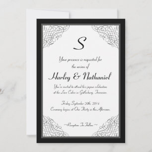 Invitación Monogramado Black Vintage Fraude