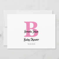 Monogramas Baby Shower Pink White Cute Trendy