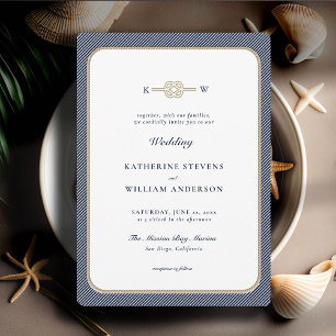 Invitación Monogramas de Knot náutica elegante Boda de Tan