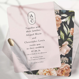 Invitación monogramas de pareja simple y rubia moderna
