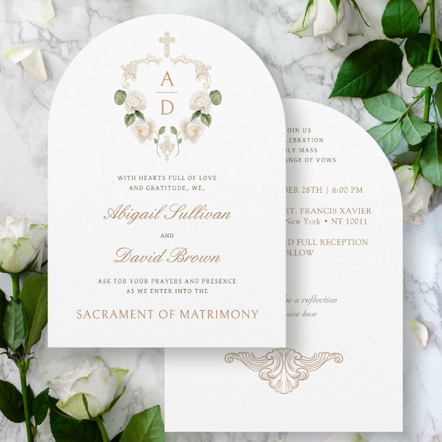 Invitación Monogramas del marco de las rosas blancas Boda cat (Subido por el creador)