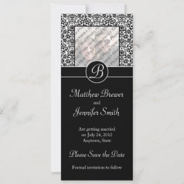 Invitación Monogrammed Floral Damask Photo Save the Date Card