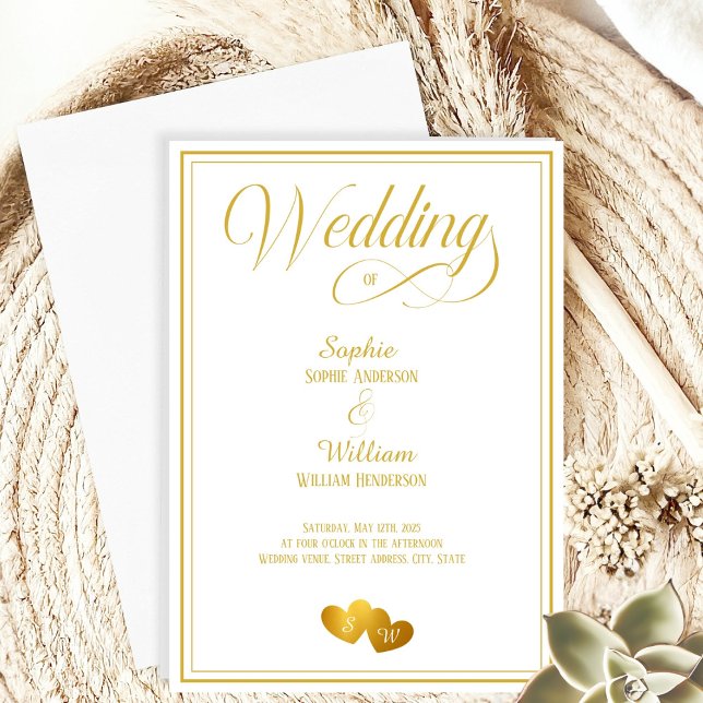 Invitación Monogrammed Gold Heart Boda (Subido por el creador)