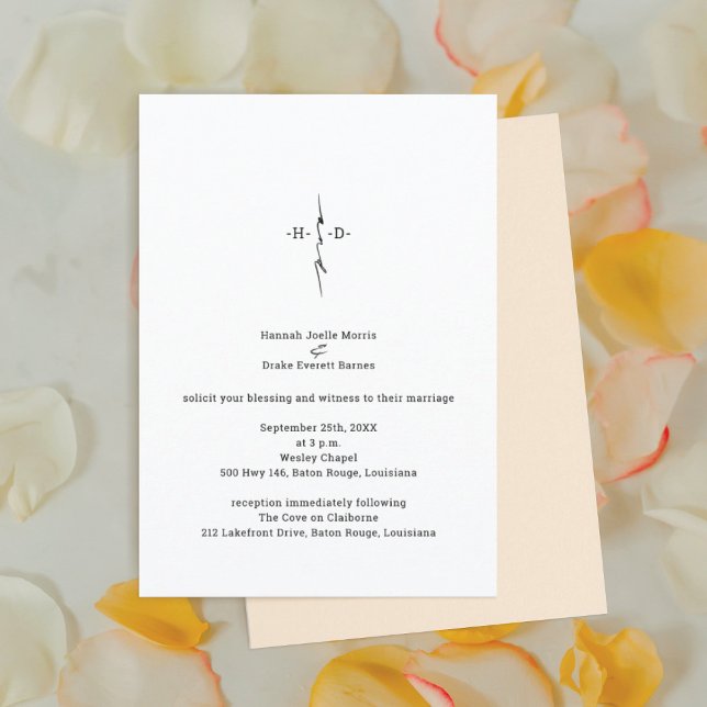 Invitación Monogrammed Hand Lettered Christian Cross Boda (Subido por el creador)