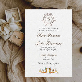 Invitación Monogramo acuarela Toscana boda en el horizonte