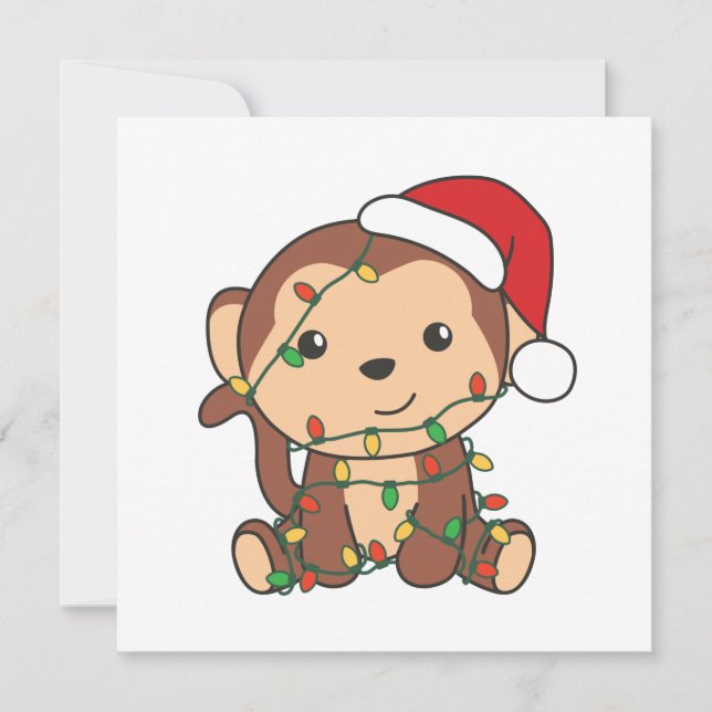 Invitación Monos Navidades de monos Animales de Invierno Mono (Anverso)
