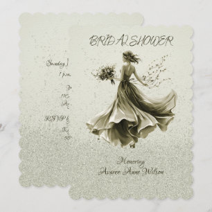 Invitación Monotone marrón Saltando Ducha de Boda de Novia