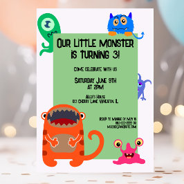 Invitación Monster Bash Cute la fiesta de cumpleaños del niño
