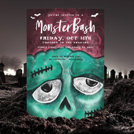 Invitación Monster Bash Fun Fun Spookie Zombie Halloween Part