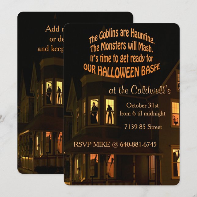 Invitación Monster Bash Halloween Party (Anverso / Reverso)