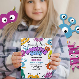 Invitación Monster Bash Kids Halloween fiesta Niños diversión