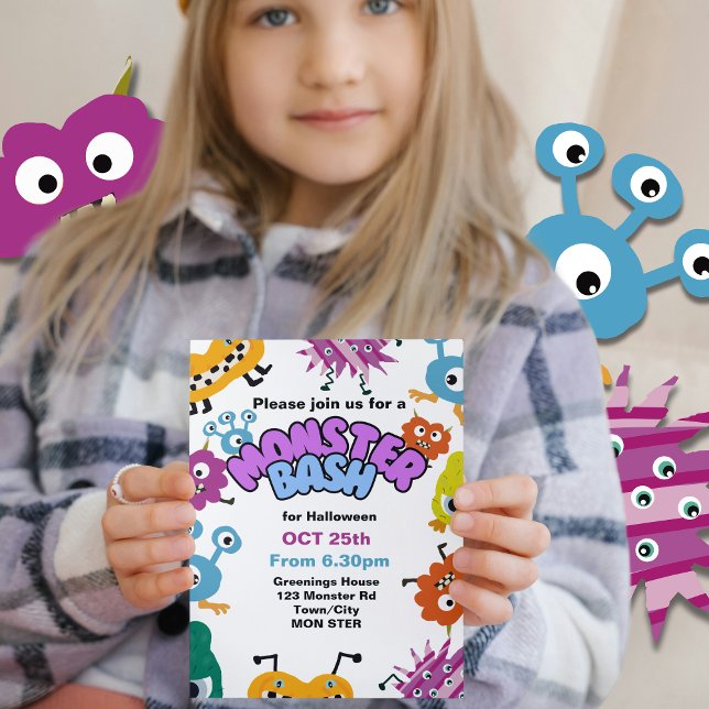 Invitación Monster Bash Kids Halloween fiesta Niños diversión (Subido por el creador)