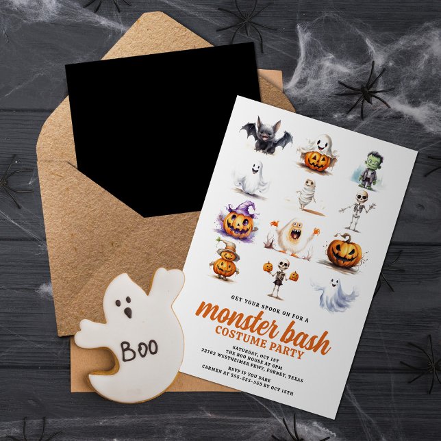 Invitación Monster Bash Moderno Fiesta de disfraces de Hallow (Subido por el creador)