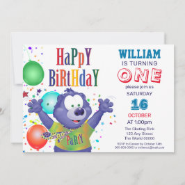 Invitación Monster Bear Kids Fiesta de cumpleaños