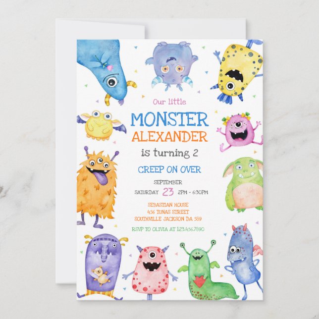 Invitación Monster Boy Birthday Invitation (Anverso)