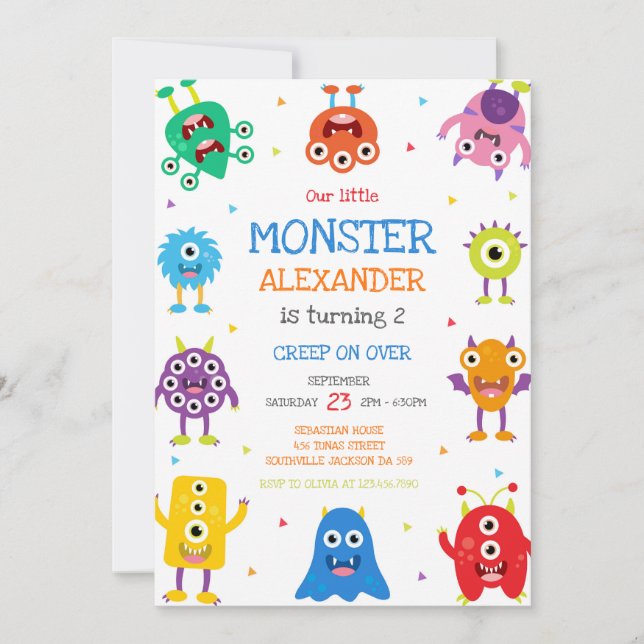 Invitación Monster Boy Birthday Invitation (Anverso)