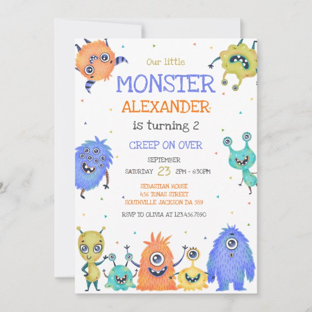 Invitación Monster Boy Birthday Invitation (Anverso)