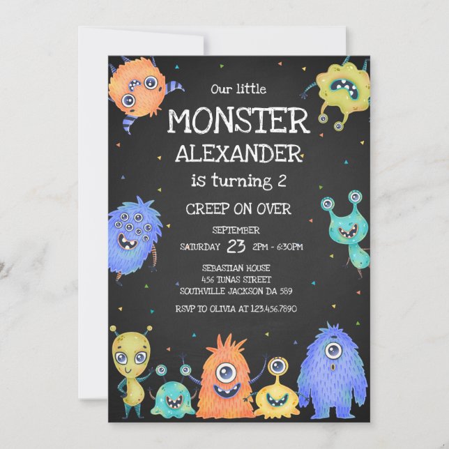 Invitación Monster Boy Birthday Invitation (Anverso)