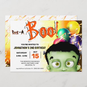 Invitación Monster Frankenstein Peek A Boo
