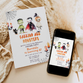Invitación Monster Halloween Disstume fiesta cumpleaños